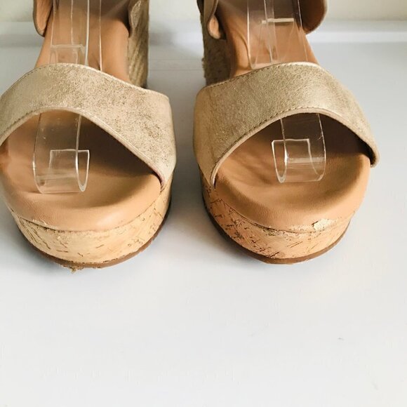 Ugg Elena Gold Leather Metallic Wedge Sandals Size 10 EU 41 - Picture 5 of 11